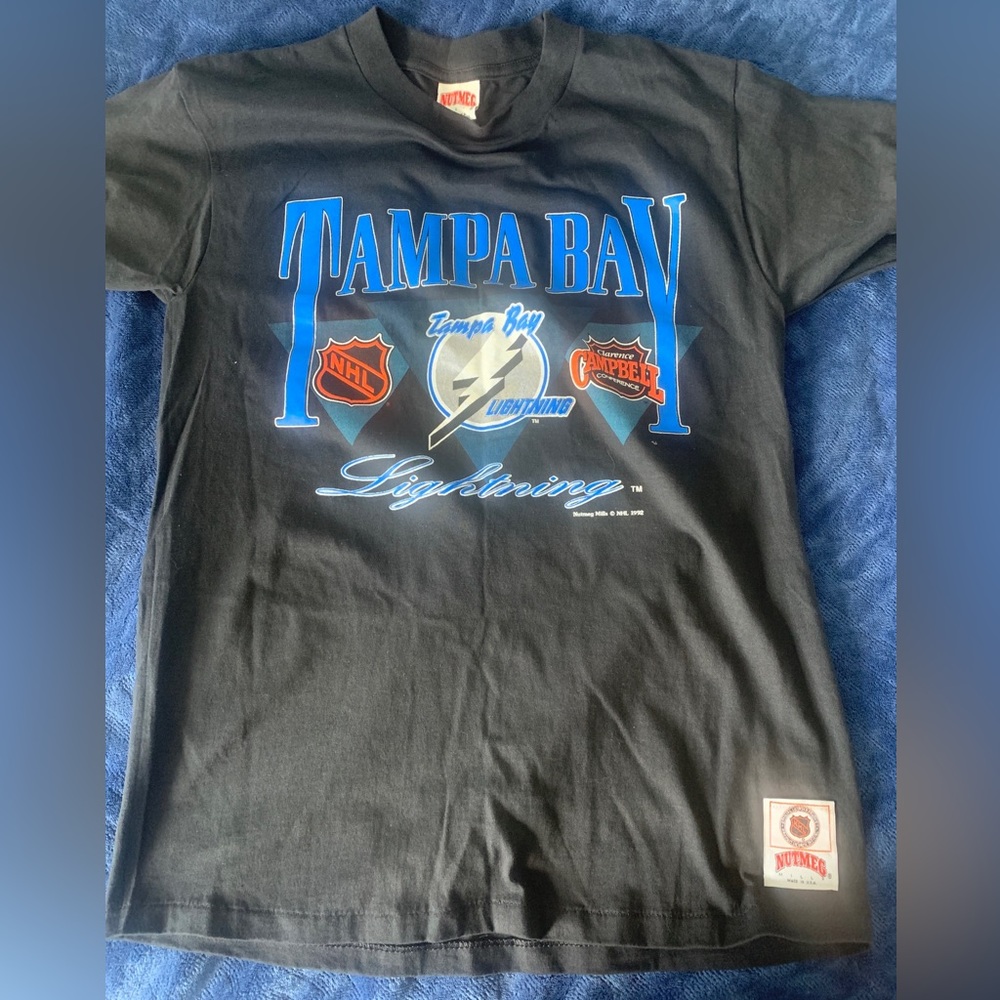 NUTMEG MILLS tampa bay lightning shirt vintage nutmeg mills NHL 1992 Size L